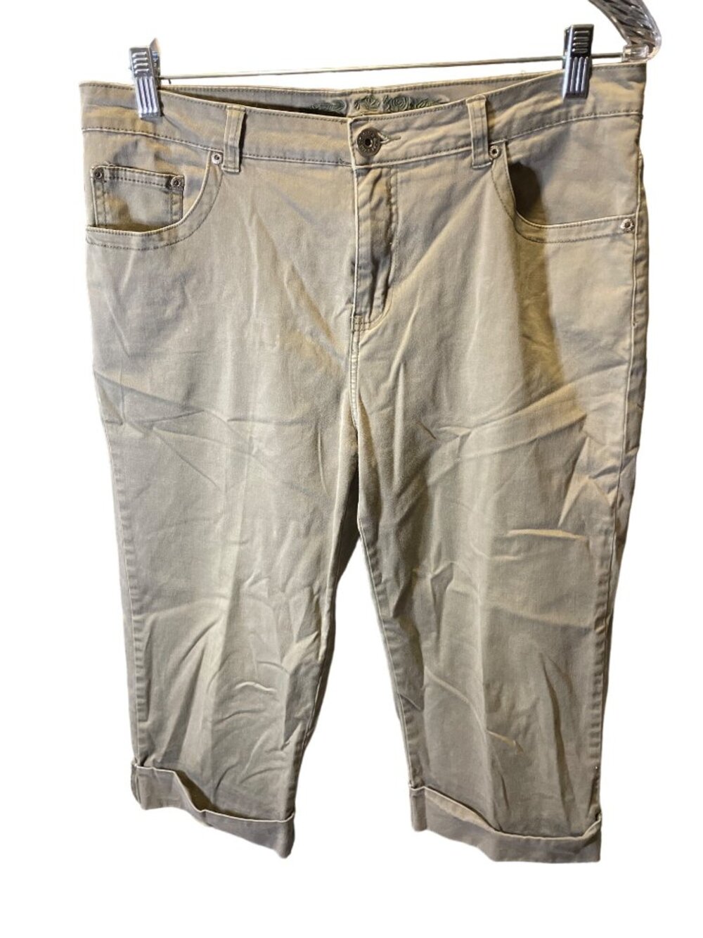 Faded Glory 14 Khaki Brown Cropped Pants Preppy Casual Minimalist